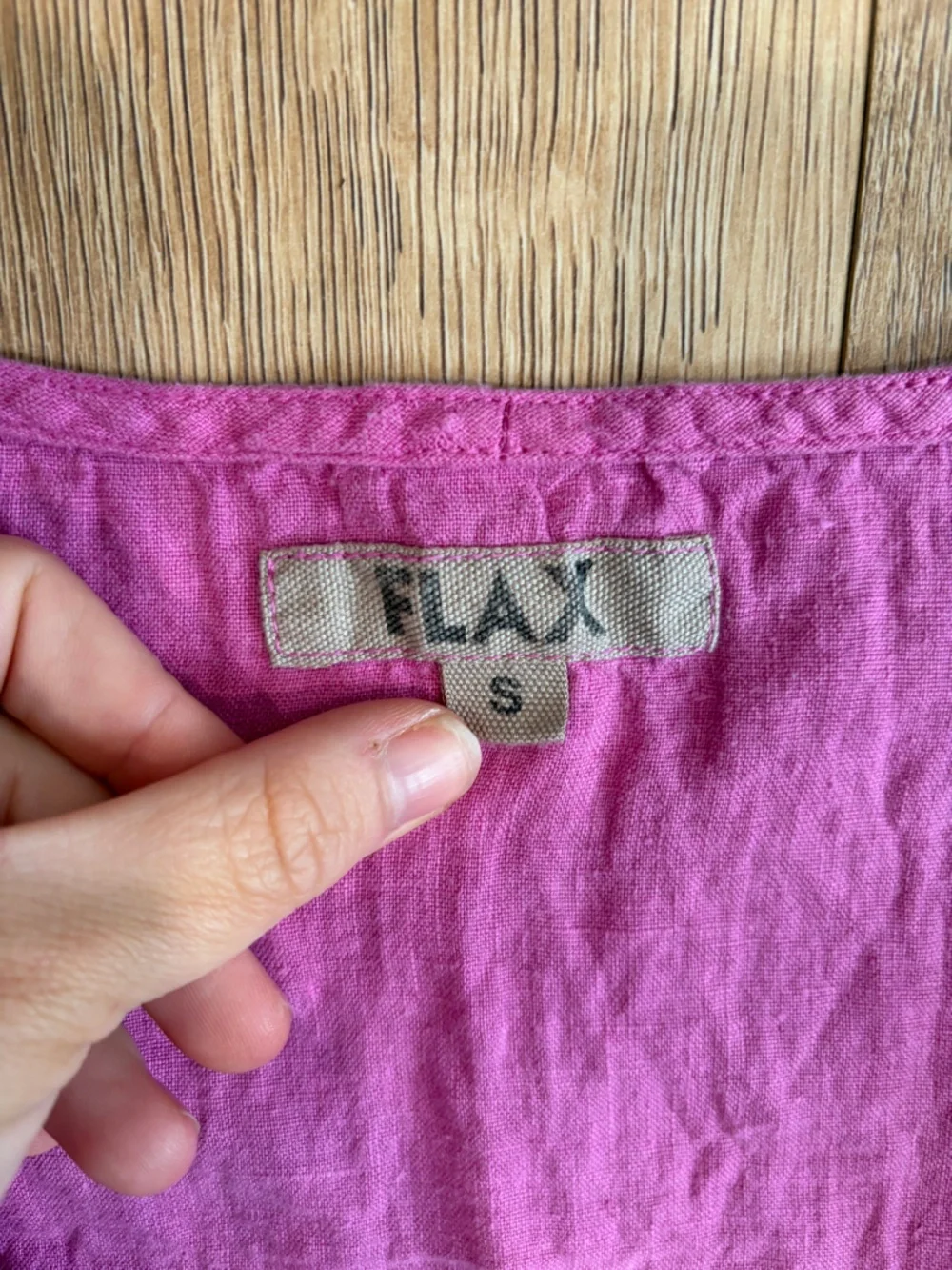 FLAX Pink Linen Sleeveless Midi Dress Size Small Made in Lithuania